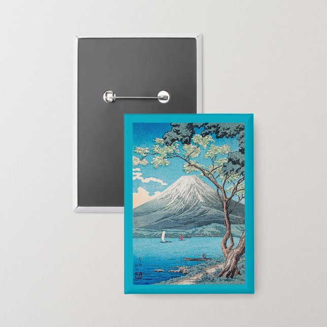 Mount Fuji vom See Yamanaka Button (Vorderseite/Rückseite)