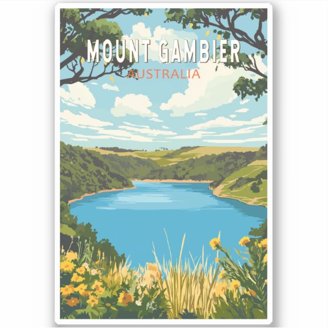 Mount Gambier Australia Reisen Vintag Aufkleber (Vorderseite)