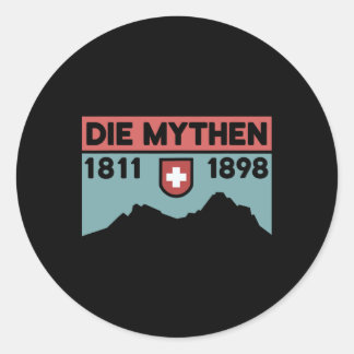 Mount Grosser Mythen Hike Mountain Biking Swiss Hi Runder Aufkleber