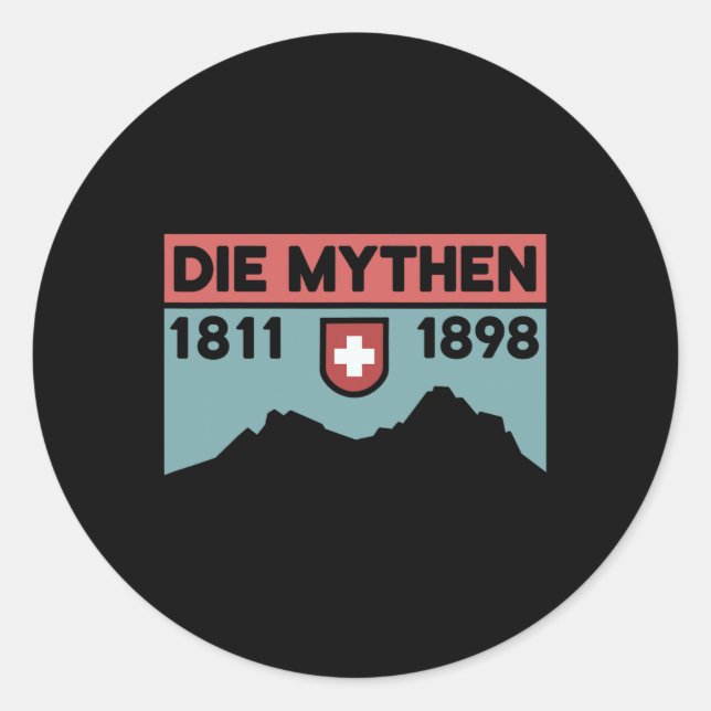 Mount Grosser Mythen Hike Mountain Biking Swiss Hi Runder Aufkleber (Vorderseite)