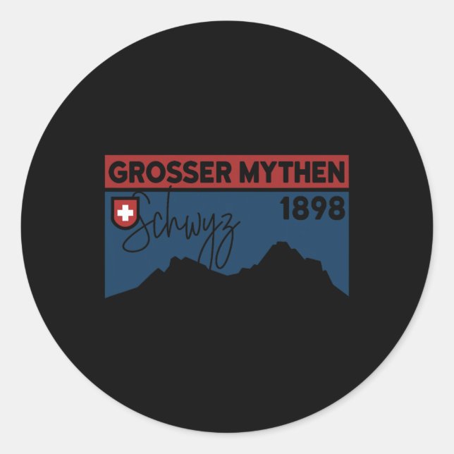 Mount Grosser Mythen Hike Mountain Biking Swiss Hi Runder Aufkleber (Vorderseite)