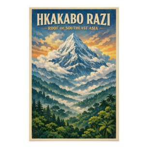 Mount Hkakabo Razi, Myanmar Retro-Reise Poster