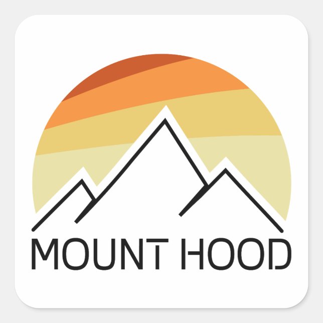 Mount Hood Oregon Retro Quadratischer Aufkleber (Vorderseite)