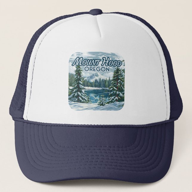 Mount Hood Oregon Ski Pazifik Nordwestwinter Truckerkappe (Vorderseite)
