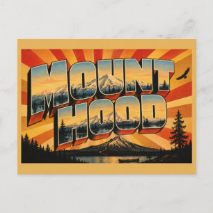 Mount Hood Oregon Vulkan-Gipfel Wald Kunst Postkarte
