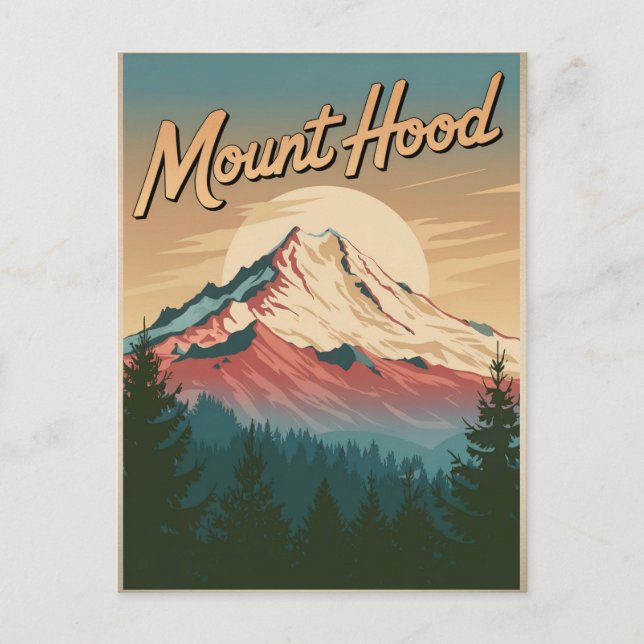 Mount Hood Vintag Postkarte (Vorderseite)