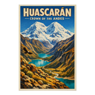Mount Huascarán, Peru, in a classic retro Poster