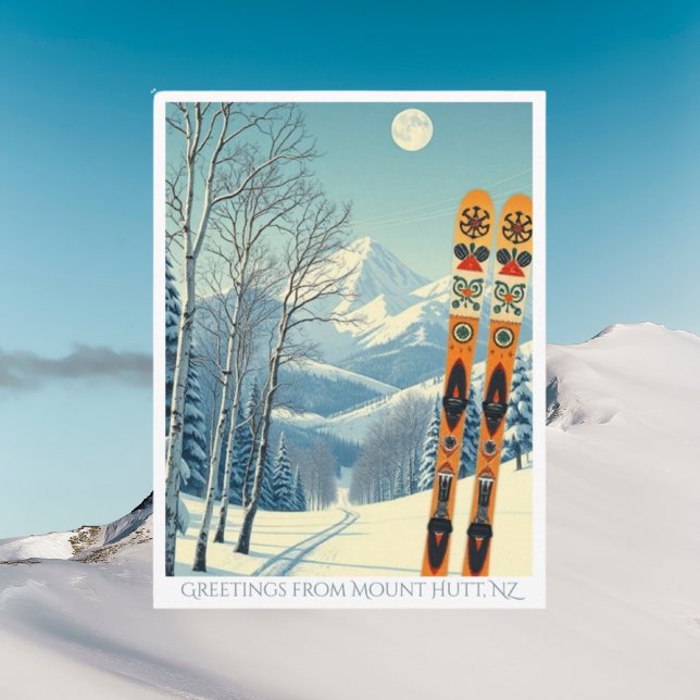 Mount Hutt Neuseeland Skiurlaub Postkarte (Von Creator hochgeladen)