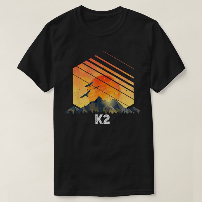 Mount K2 Vintag Mountain Sunset 80er T-Shirt (Design vorne)