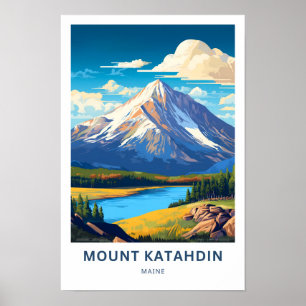 Mount Katahdin Maine Travel Print Poster