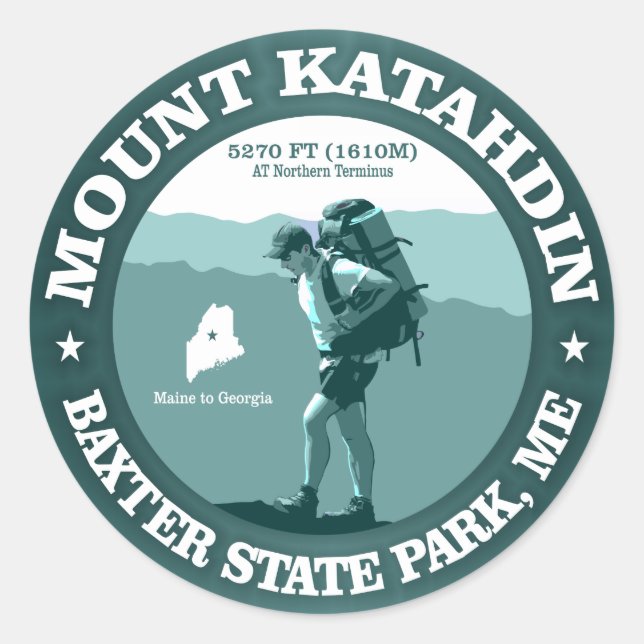 Mount Katahdin Runder Aufkleber (Vorderseite)