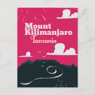 Mount Kilimandscharo Vintage-Cartoon-Plakat Postkarte