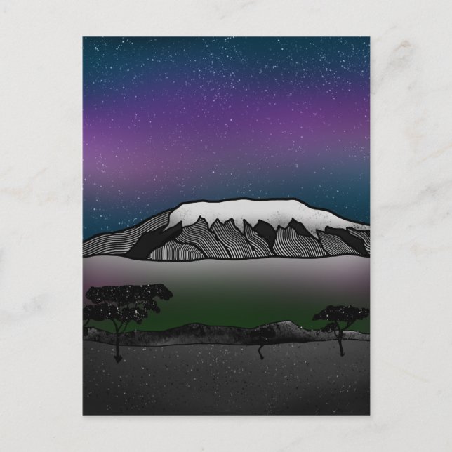Mount Kilimanjaro Illustration Postkarte (Vorderseite)