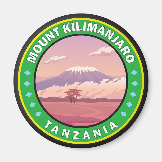 Mount Kilimanjaro Tansania Africa Circle Abzeichen Magnet (Vorne)