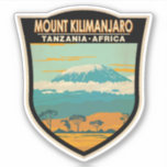 Mount Kilimanjaro Tansania Afrika Vintag Aufkleber<br><div class="desc">Mount Kilimanjaro Vektorgrafik Design. Es ist der höchste Berg Afrikas und der höchste freistehende Berg der Welt.</div>