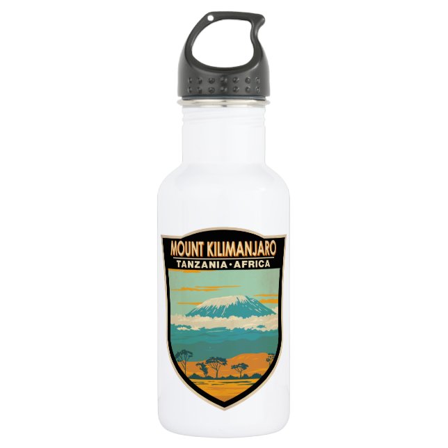 Mount Kilimanjaro Tansania Afrika Vintag Edelstahlflasche (Vorderseite)
