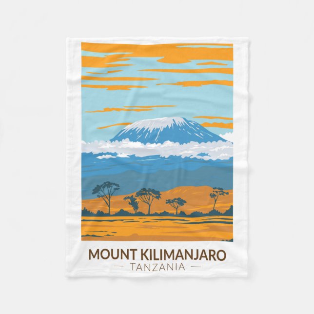 Mount Kilimanjaro Tansania Afrika Vintag Fleecedecke (Vorderseite)