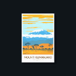 Mount Kilimanjaro Tansania Afrika Vintag Leinwanddruck<br><div class="desc">Mount Kilimanjaro Vektorgrafik Design. Es ist der höchste Berg Afrikas und der höchste freistehende Berg der Welt.</div>