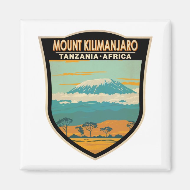 Mount Kilimanjaro Tansania Afrika Vintag Magnet (Vorne)