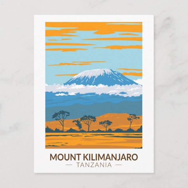 Mount Kilimanjaro Tansania Afrika Vintag Postkarte (Vorderseite)