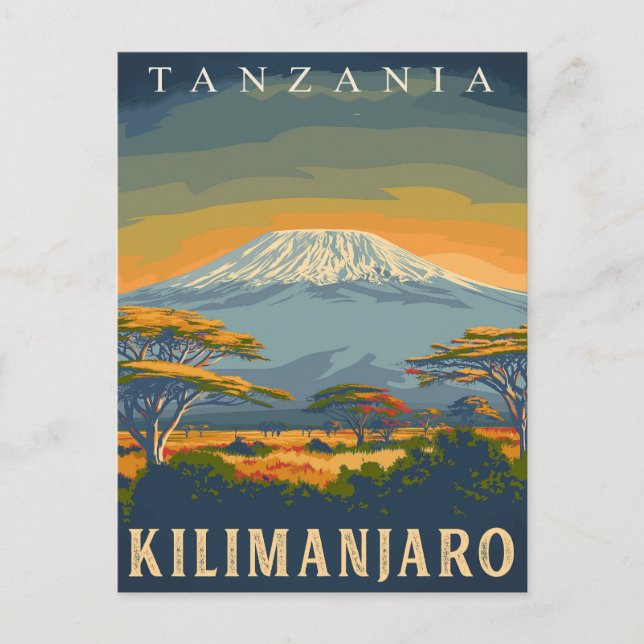 Mount Kilimanjaro, Tansania Atemberaubend Vintag Postkarte (Vorderseite)