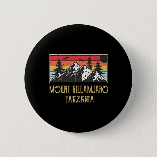 Mount Kilimanjaro Tansania Vintag Retro Klettern Button (Vorderseite)