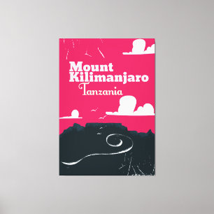 Mount Kilimanjaro Vintag Cartoon Poster Leinwanddruck