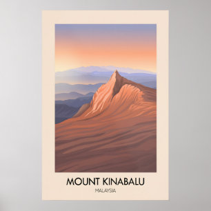 Mount Kinabalu Malaysia Reiseplakat Poster