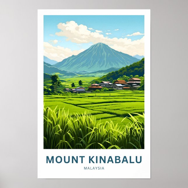 Mount Kinabalu Malaysia Travel Print Poster (Vorne)