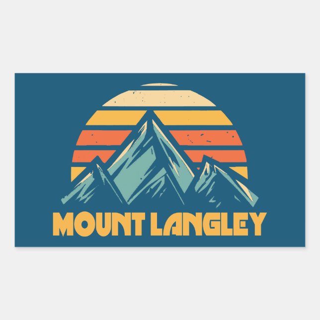 Mount Langley California Retro Turquoise Rechteckiger Aufkleber (Vorderseite)