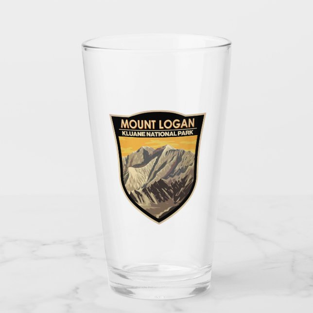 Mount Logan Canada Travel Art Vintag Glas (Vorderseite)