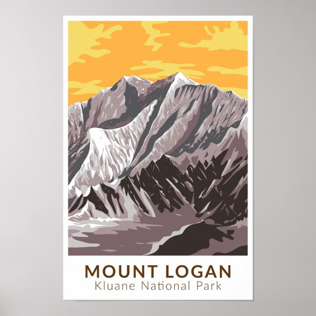 Mount Logan Canada Travel Art Vintag Poster (Vorne)