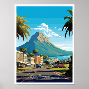 Mount Maunganui Neuseeland Reiseillustration Poster