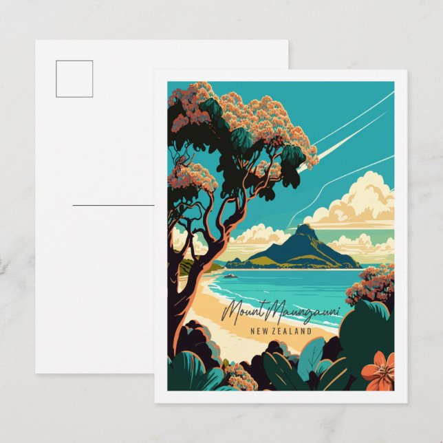 Mount Maunganui Neuseeland Vintage Reise Postkarte (Vorne/Hinten)