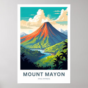 Mount Mayon Philippines Travel Print Poster
