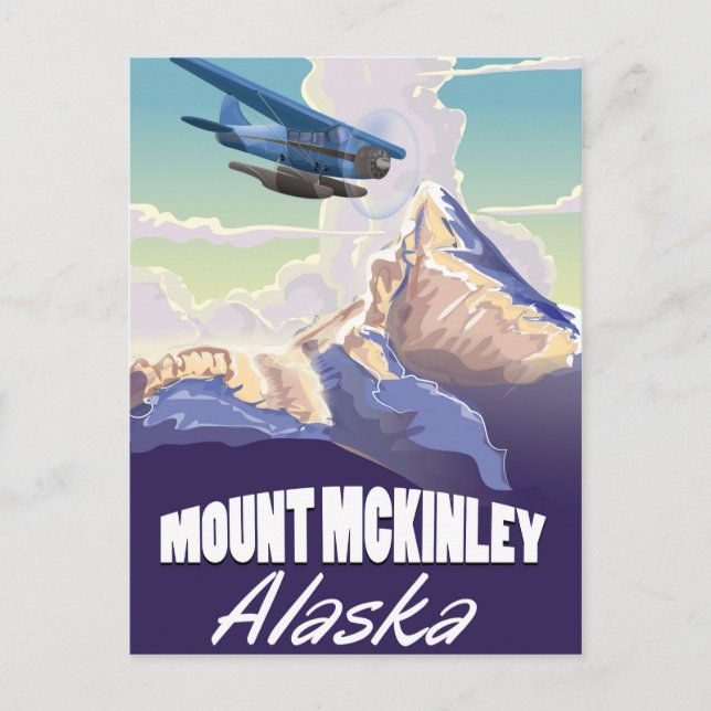 Mount McKinley Vintage Reiseposter Postkarte (Vorderseite)