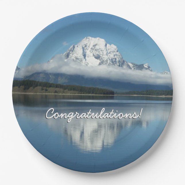 Mount Moran Reflection auf Grand Teton Pappteller (Vorderseite)
