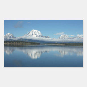 Mount Moran Reflection auf Grand Teton Rechteckiger Aufkleber