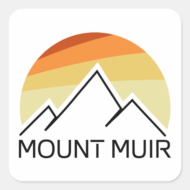Mount Muir California Retro Quadratischer Aufkleber (Vorderseite)