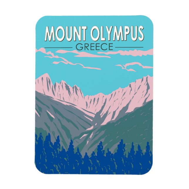 Mount Olympus Griechenland Reisen Kunst Vintag Magnet (Vertikal)