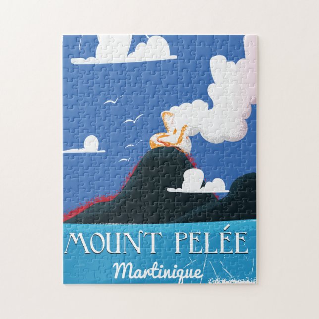 Mount Pelée, Martinique Vintage Reiseplakat (Vertikal)