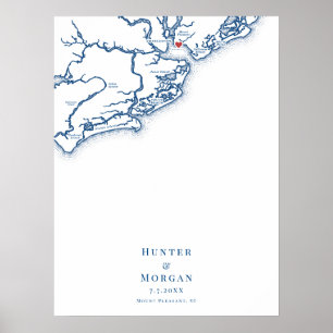 Mount Pleasant SC Karte Hochzeitsgästebuch Poster