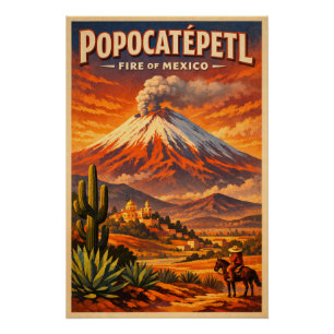 Mount Popocatépetl, Mexiko, in klassischem Retro-S Poster