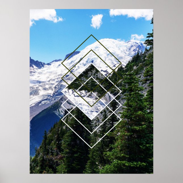 Mount Rainier Geometric Poster (Vorne)