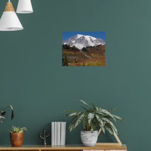 Mount Rainier Herbstfarbenlandschaft Poster