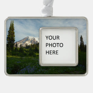 Mount Rainier Morgenlicht Rahmen-Ornament Silber