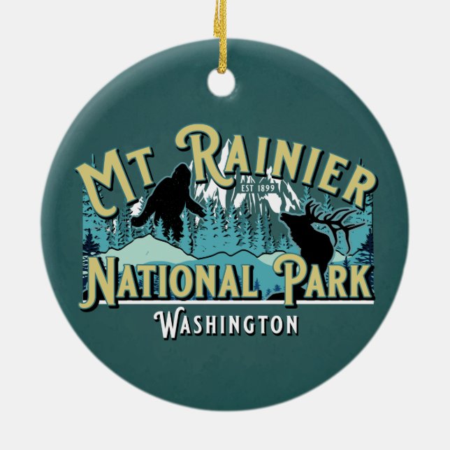 Mount Rainier National Park Holiday Keepsake Keramik Ornament (Hinten)