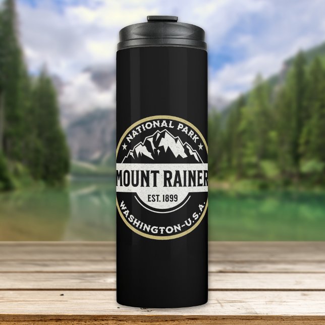 Mount Rainier National Park Logo Mountain Thermosbecher (Von Creator hochgeladen)