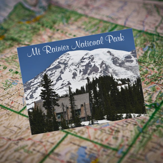 Mount Rainier National Park Travel Foto Postkarte (In Situ Map)