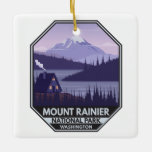 Mount Rainier National Park Washington Cabin Retro Keramikornament<br><div class="desc">Mount Rainier vector artwork design. The park is surrounded by valleys,  waterfalls,  and subalpine meadows.</div>